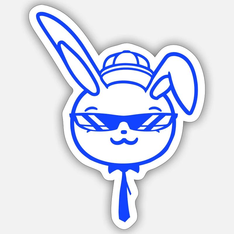 Bunny Sunglasses Cappy Tie Cool Hat Comic Sticker size S (10 x 10 cm)