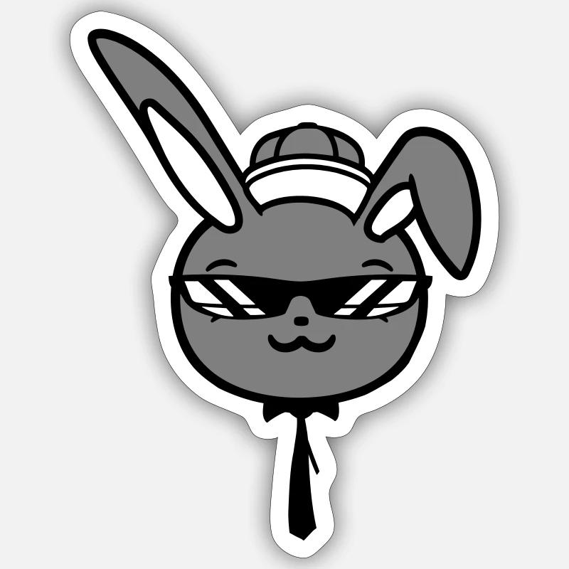 Bunny Sunglasses Cappy Tie Cool Hat Comic Sticker size S (10 x 10 cm)