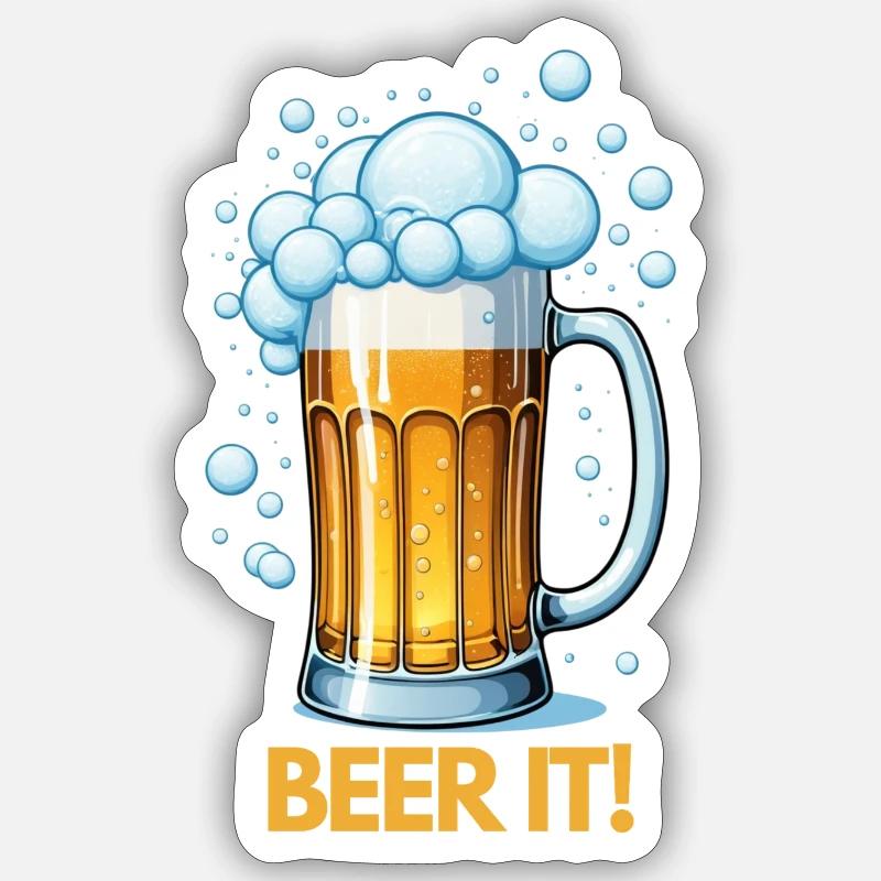 BIER ES - Sticker Größe S (10 x 10 cm) - Mattweiß
