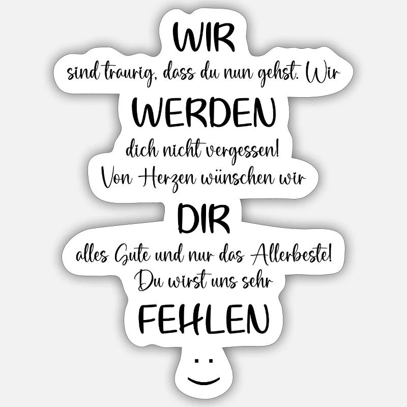 wir werden dir fehlen - Sticker Größe S (10 x 10 cm) - Mattweiß