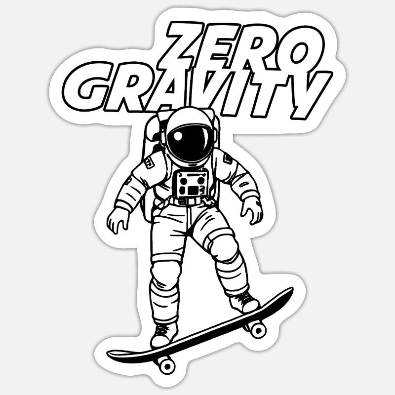 zero gravity, AstroSkater astronaut mit skateboard Sticker Größe S (10 x 10 cm)