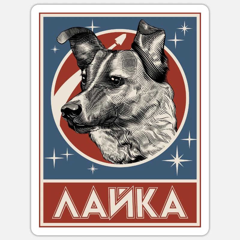 Chien de l’espace soviétique Laika Sticker taille S (10 x 10 cm)