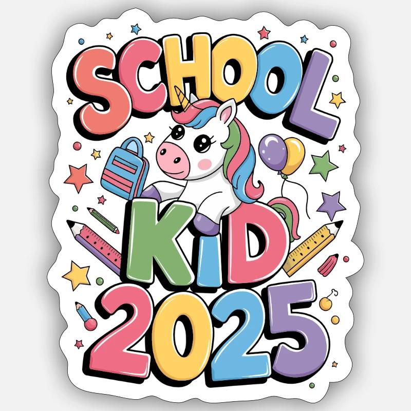 Schulkind 2025 Einschulung Schulanfang - Sticker Größe S (10 x 10 cm) - Mattweiß