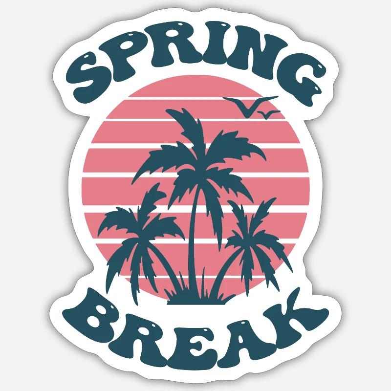 Spring Break Palme - Sticker Größe S (10 x 10 cm) - Mattweiß
