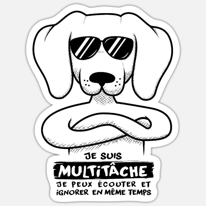 Multitache chien Sticker taille S (10 x 10 cm)