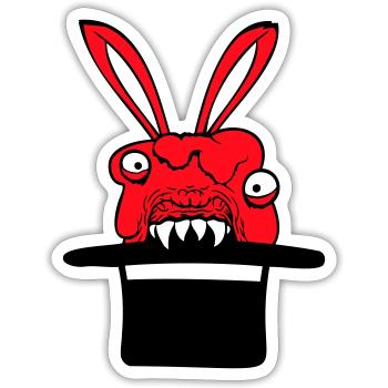 Bunny Monster Wizard Top Hat Evil Horror - Sticker size S (10 x 10 cm) - white matte - Front