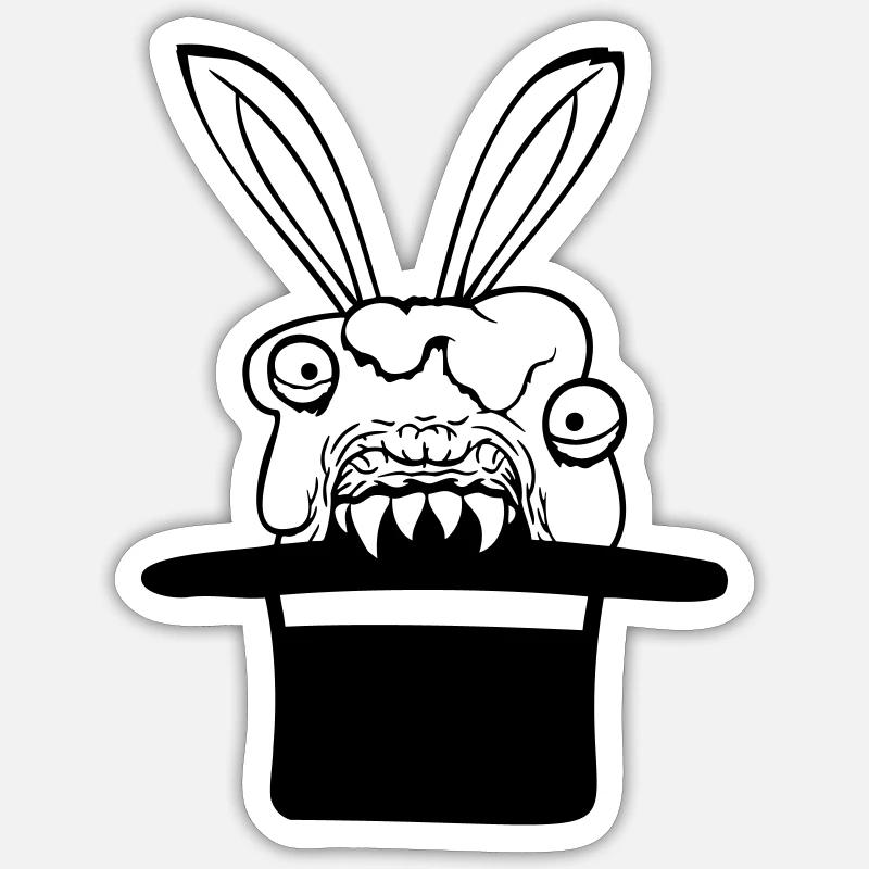 Bunny Monster Wizard Top Hat Evil Horror Fun Sticker size S (10 x 10 cm)