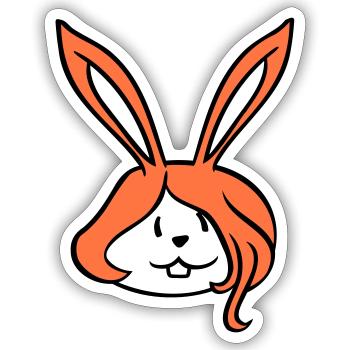 Hase Mädchen Hübsche Frau Häsin Süß lange Haare - Sticker Größe S (10 x 10 cm) - Mattweiß - Vorne