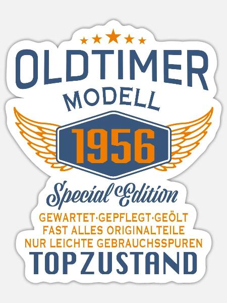 Oldtimer Modell 1956 - Sticker Größe S (10 x 10 cm) - Mattweiß