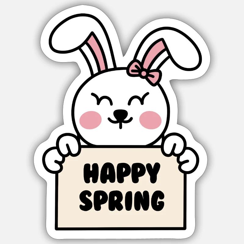 Happy spring - Sticker size S (10 x 10 cm) - white matte