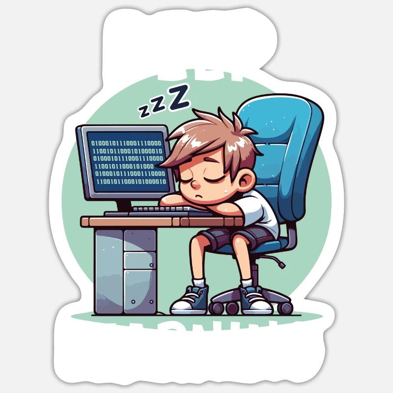 Deep Learning – Sleeping Data Scientist, AI - Sticker Größe S (10 x 10 cm) - Mattweiß
