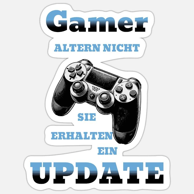 Gamers get an update - Sticker size S (10 x 10 cm) - white matte