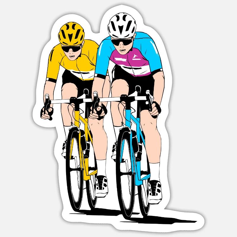Cyclisme - Cyclistes sur route - Courses cyclistes - Sticker taille S (10 x 10 cm) - blanc mat