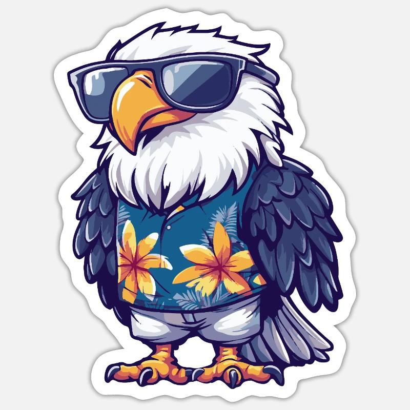 Adler Comic Lustig Sommer - Sticker Größe S (10 x 10 cm) - Mattweiß