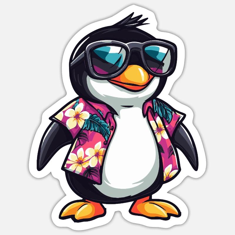 Penguin Comic Funny Summer - Sticker size S (10 x 10 cm) - white matte