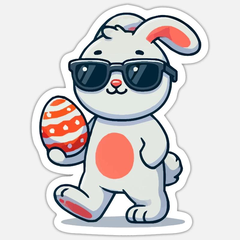 Lapin de Pâques Pâques - Sticker taille S (10 x 10 cm) - blanc mat