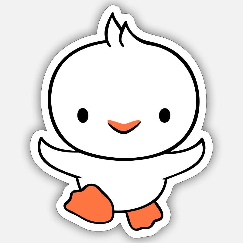 Duck running fast wants to fly cute flutter Sticker size S (10 x 10 cm)