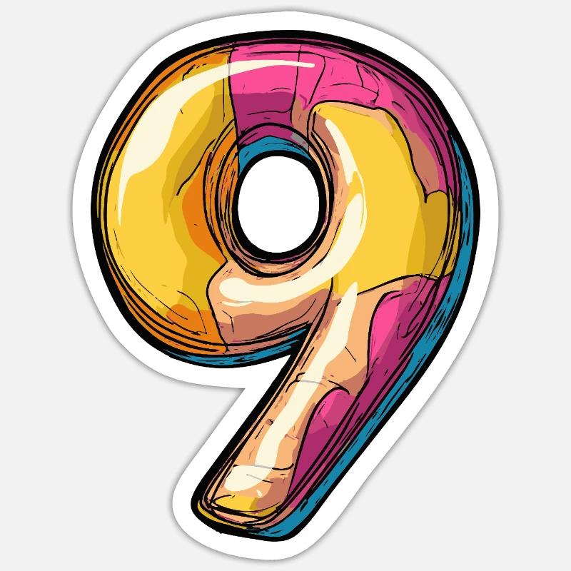 9 Number Comic - Sticker size S (10 x 10 cm) - white matte