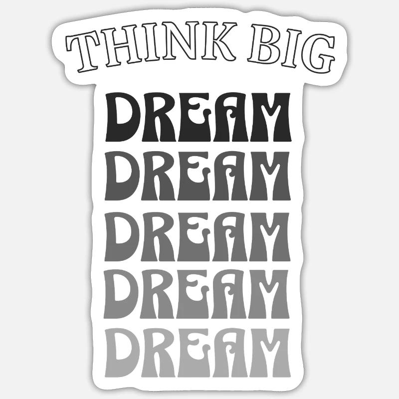 Think Big Dream - Design rétro à ondes positives Sticker taille S (10 x 10 cm)