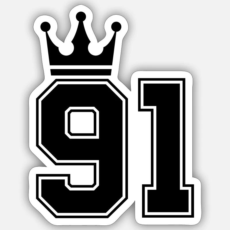 91 Couronnes - Sticker taille S (10 x 10 cm) - blanc mat