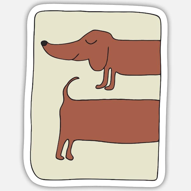 teckel drôle - Sticker taille S (10 x 10 cm) - blanc mat
