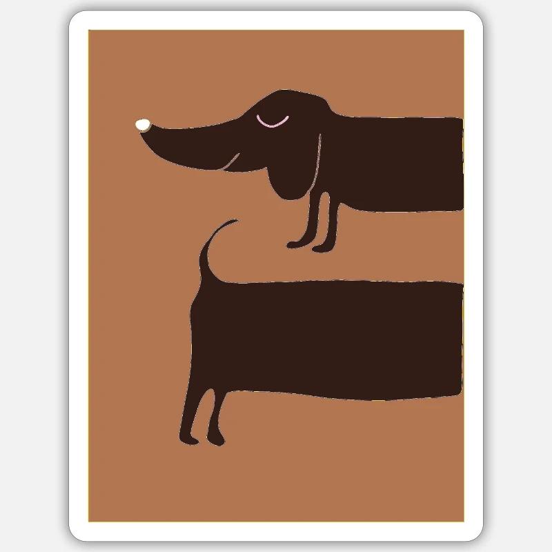 Chien teckel la nuit - Sticker taille S (10 x 10 cm) - blanc mat