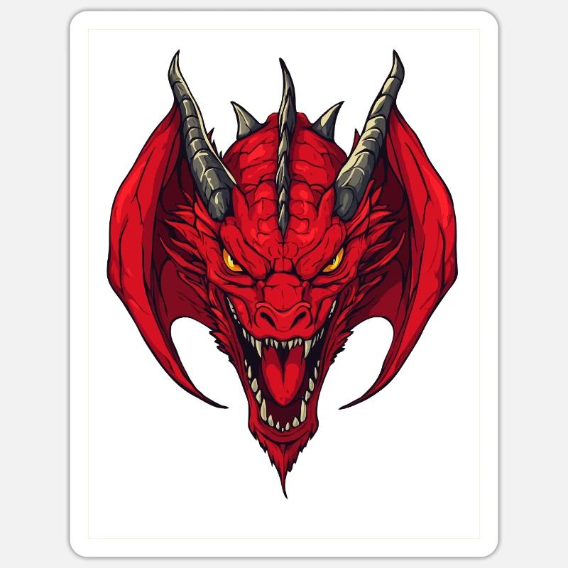 Red Dragon Head Front View - Sticker size S (10 x 10 cm) - white matte