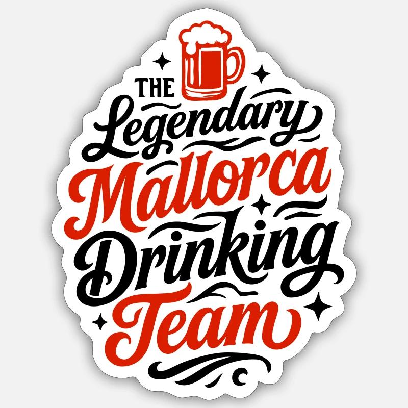 Mallorca Drinking Team - Sticker taille S (10 x 10 cm) - blanc mat