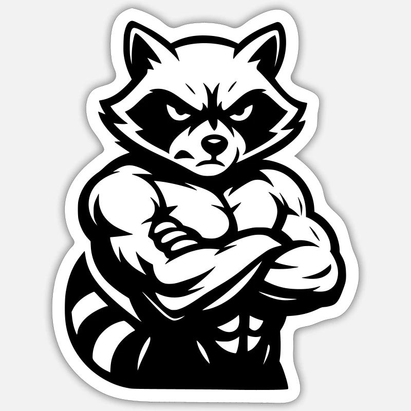 Raton laveur - Sticker taille S (10 x 10 cm) - blanc mat