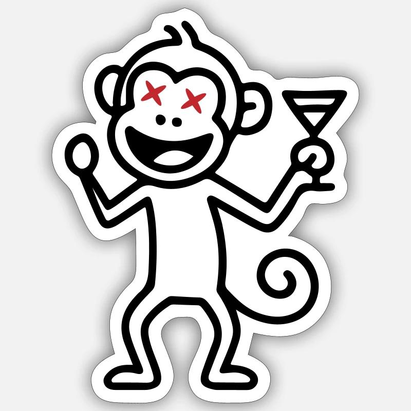 Fête de Singe Drôle - Sticker taille S (10 x 10 cm) - blanc mat