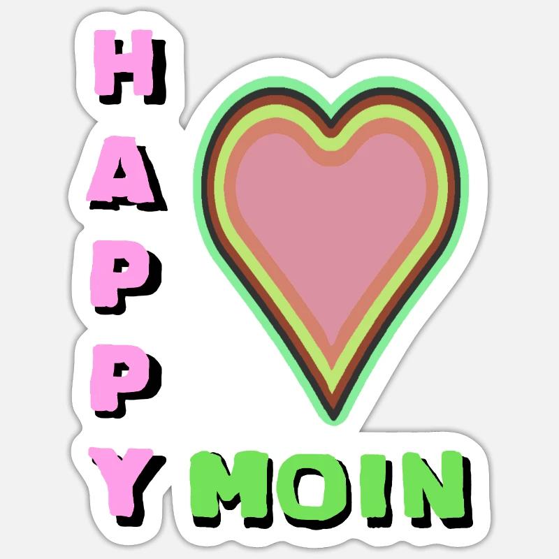MOIN MOIN es heißt einfach nur Happy Moin ! - Sticker Größe S (10 x 10 cm) - Mattweiß