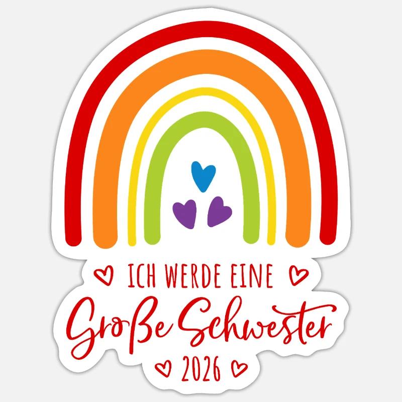 Ich werde eine große Schwester 2026 - Sticker Größe S (10 x 10 cm) - Mattweiß