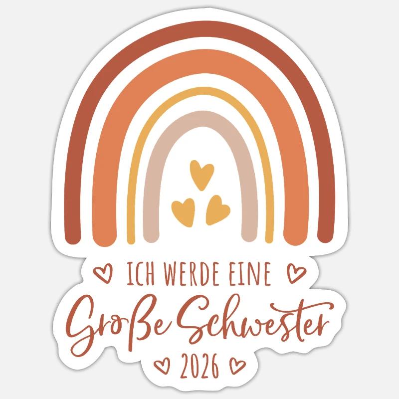 Große Schwester 2026 Regenbogen Sticker Größe S (10 x 10 cm)
