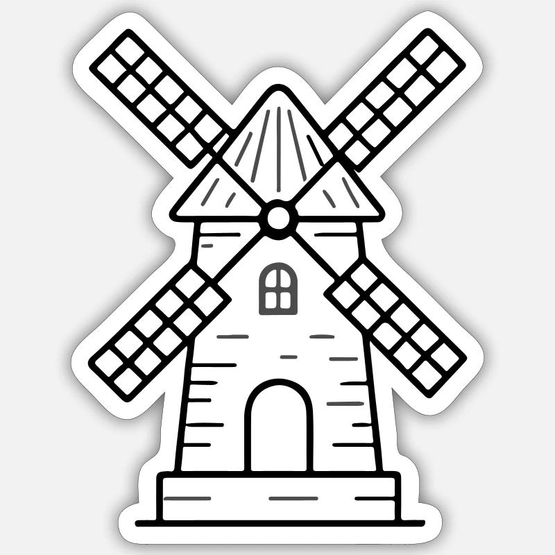Windmühle Symbol - Sticker Größe S (10 x 10 cm) - Mattweiß
