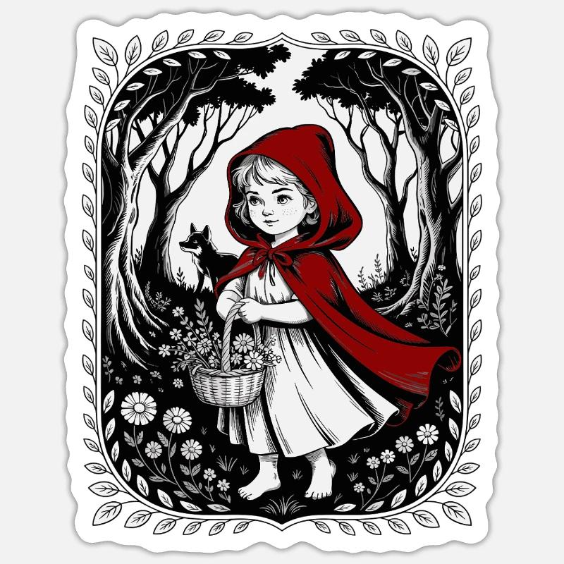 Rotkäppchen: Märchen im Wald Sticker Größe S (10 x 10 cm)