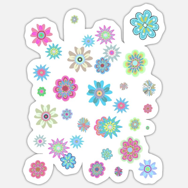 Colorful Floral Patterns for Spring Clothes Sticker size S (10 x 10 cm)