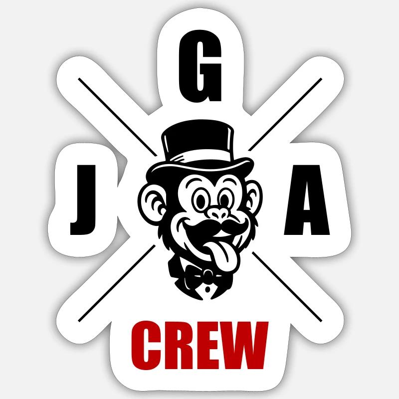 Jga Crew Affe - Sticker Größe S (10 x 10 cm) - Mattweiß