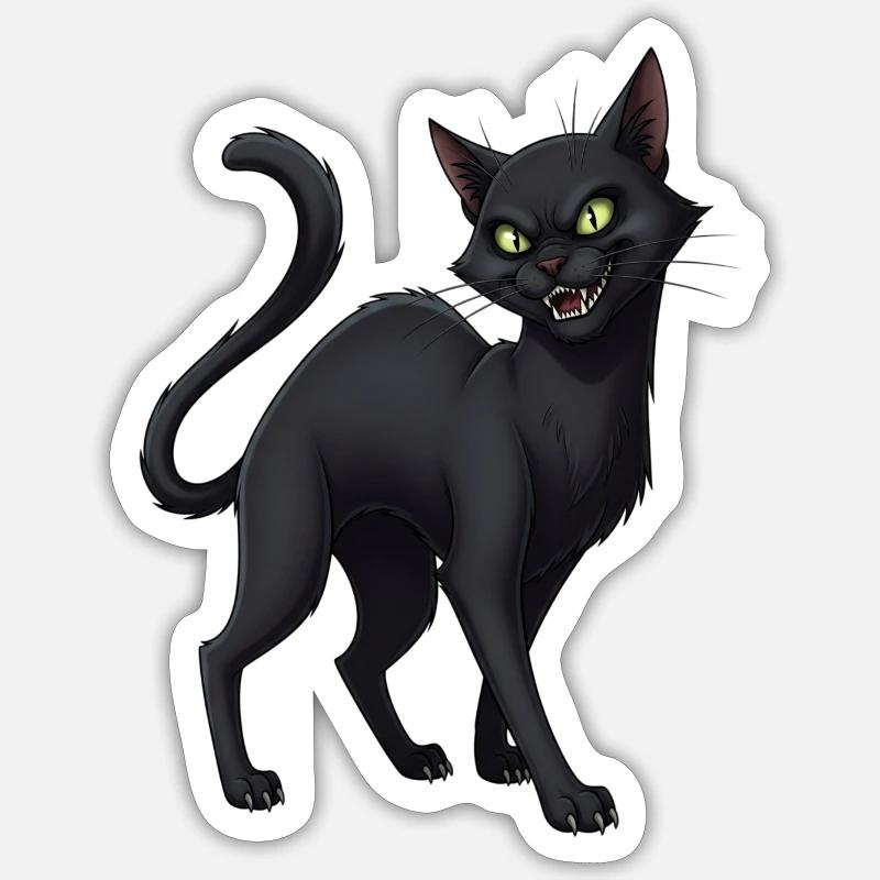 Chat noir - Sticker taille S (10 x 10 cm) - blanc mat