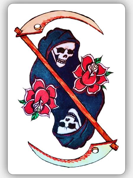 Sensenmann der alten Schule - Sticker Größe S (10 x 10 cm) - Mattweiß