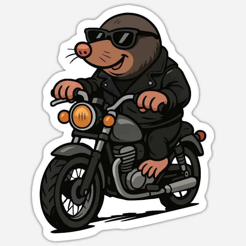 Mole Motorcycle - Sticker size S (10 x 10 cm) - white matte