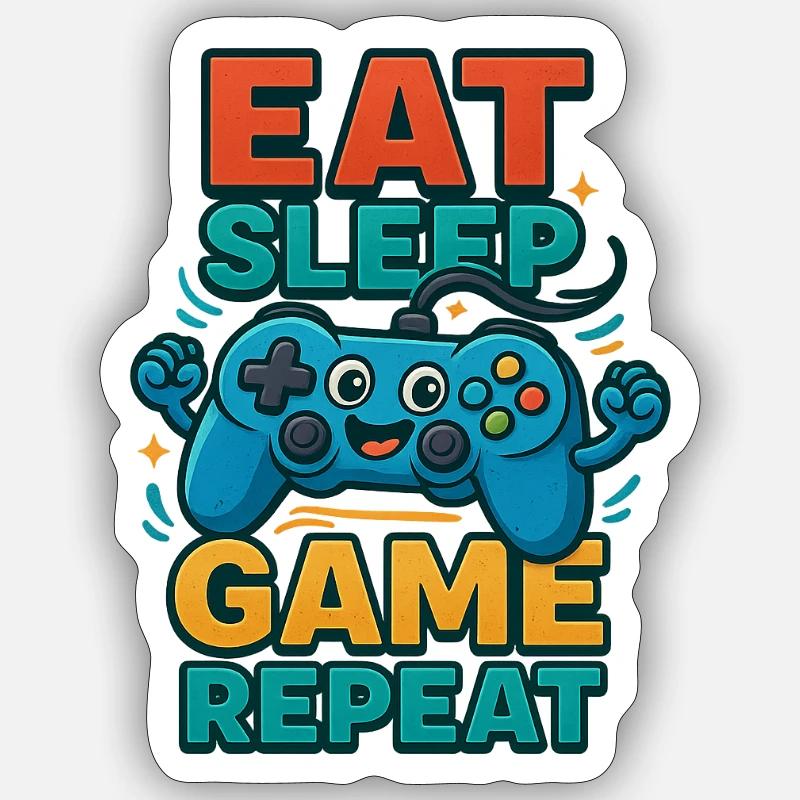 Eat Sleep Game Repeat – Funny Controller Sticker size S (10 x 10 cm)