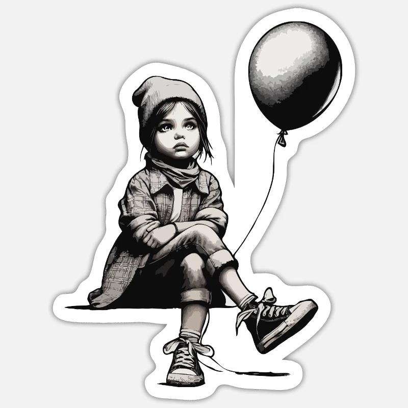 Mädchen mit Luftballon Sticker Größe S (10 x 10 cm)