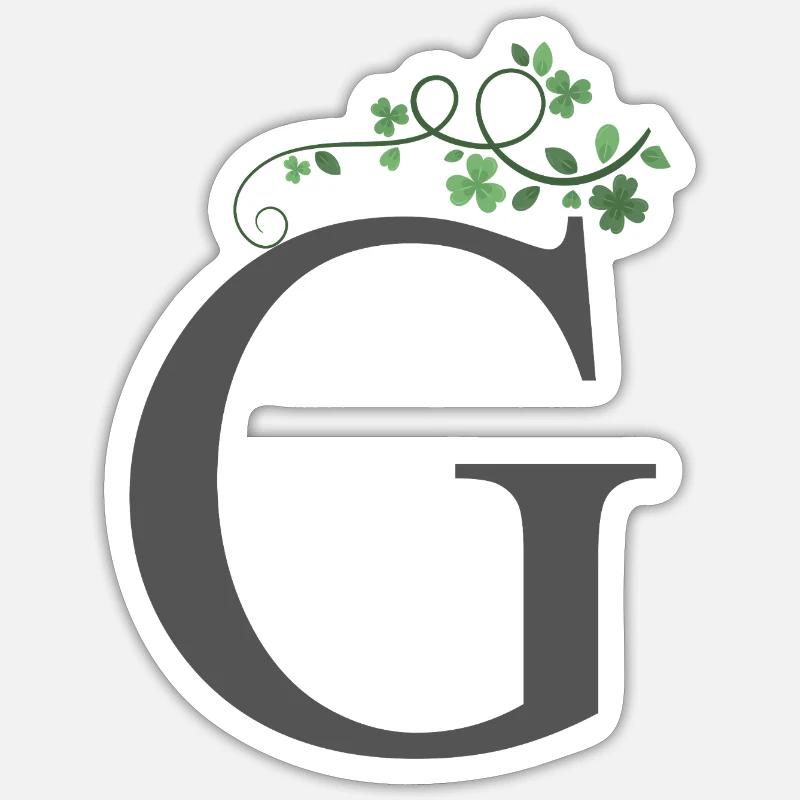 G avec trèfles - Sticker taille S (10 x 10 cm) - blanc mat