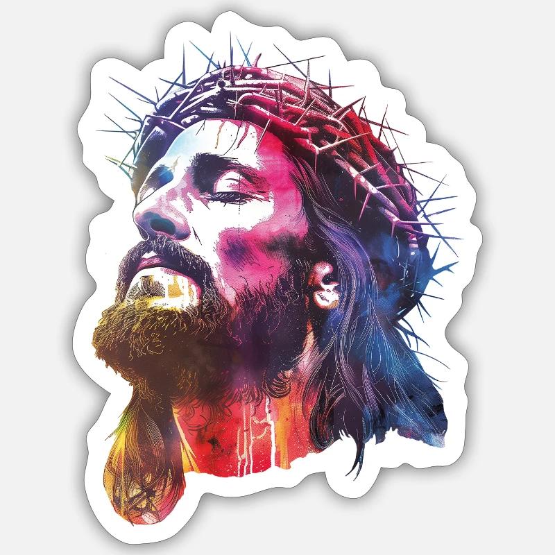 Jésus - Sticker taille S (10 x 10 cm) - blanc mat