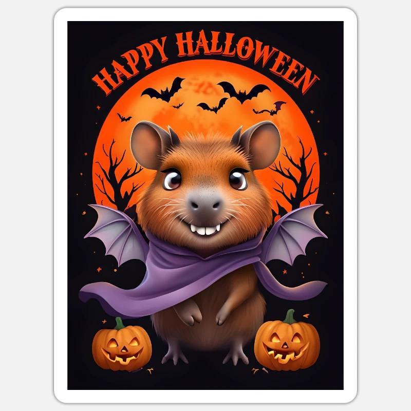 Halloween Capybara Geist Geschenkidee - Sticker Größe S (10 x 10 cm) - Mattweiß
