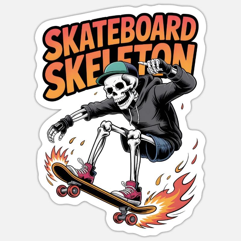 Skateboard Skeleton Dynamic Design Sticker size S (10 x 10 cm)