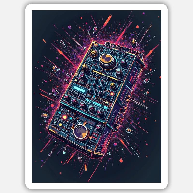 Digital DJ Controller Explosion - Sticker Größe S (10 x 10 cm) - Mattweiß
