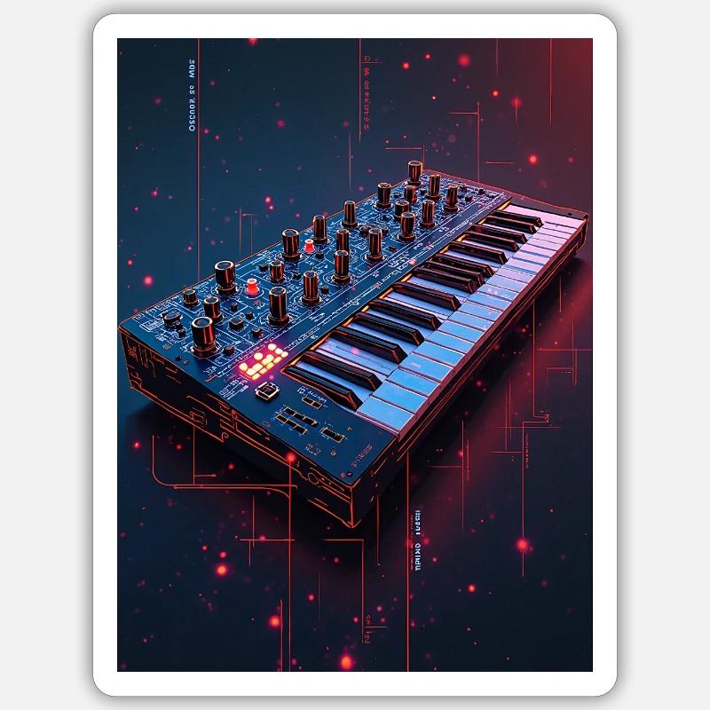 Console musicale Synthwave futuristica Sticker formato S (10 x 10 cm)