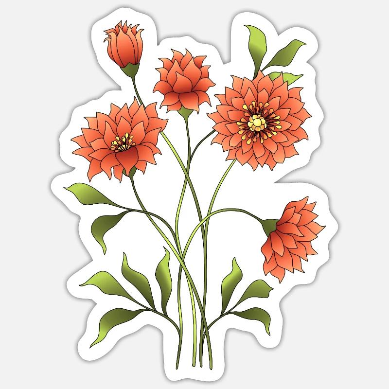 Blumen - Sticker Größe S (10 x 10 cm) - Mattweiß