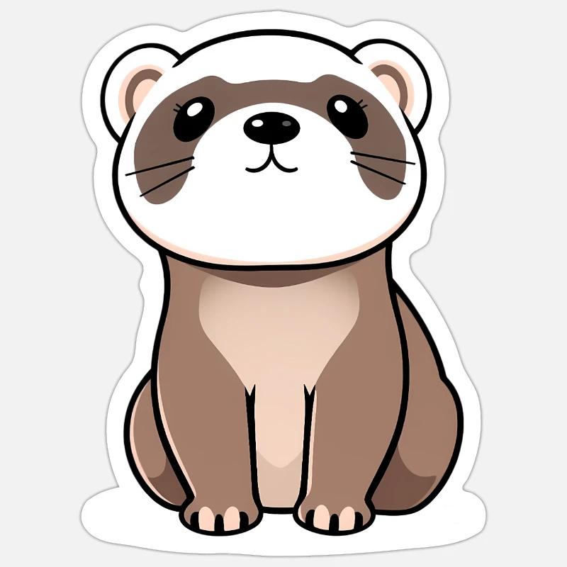 Frettchen - Sticker Größe S (10 x 10 cm) - Mattweiß